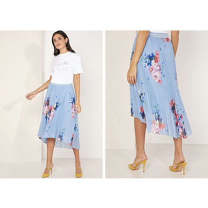 Ted Baker Asymmetrical Blue Floral Skirt